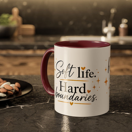 ❤️ Respectfully, NO.™ Accent Coffee Mug | Boundary Queen Collection | Red Interior Mug