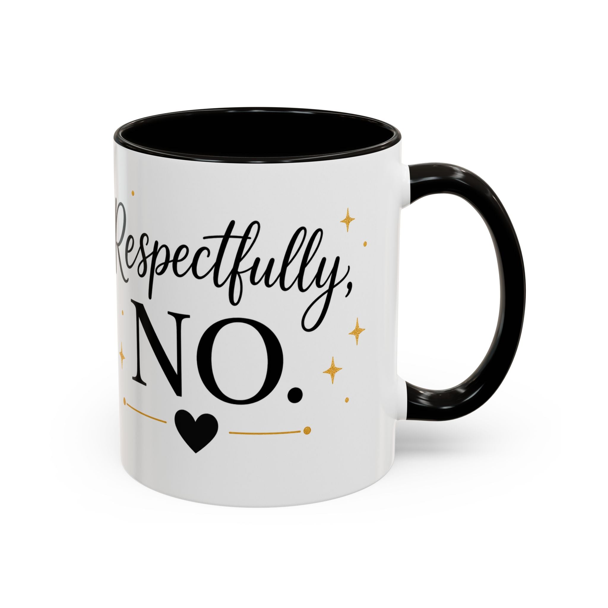 ❤️ Respectfully, NO.™ Accent Coffee Mug | Boundary Queen Collection | Red Interior Mug