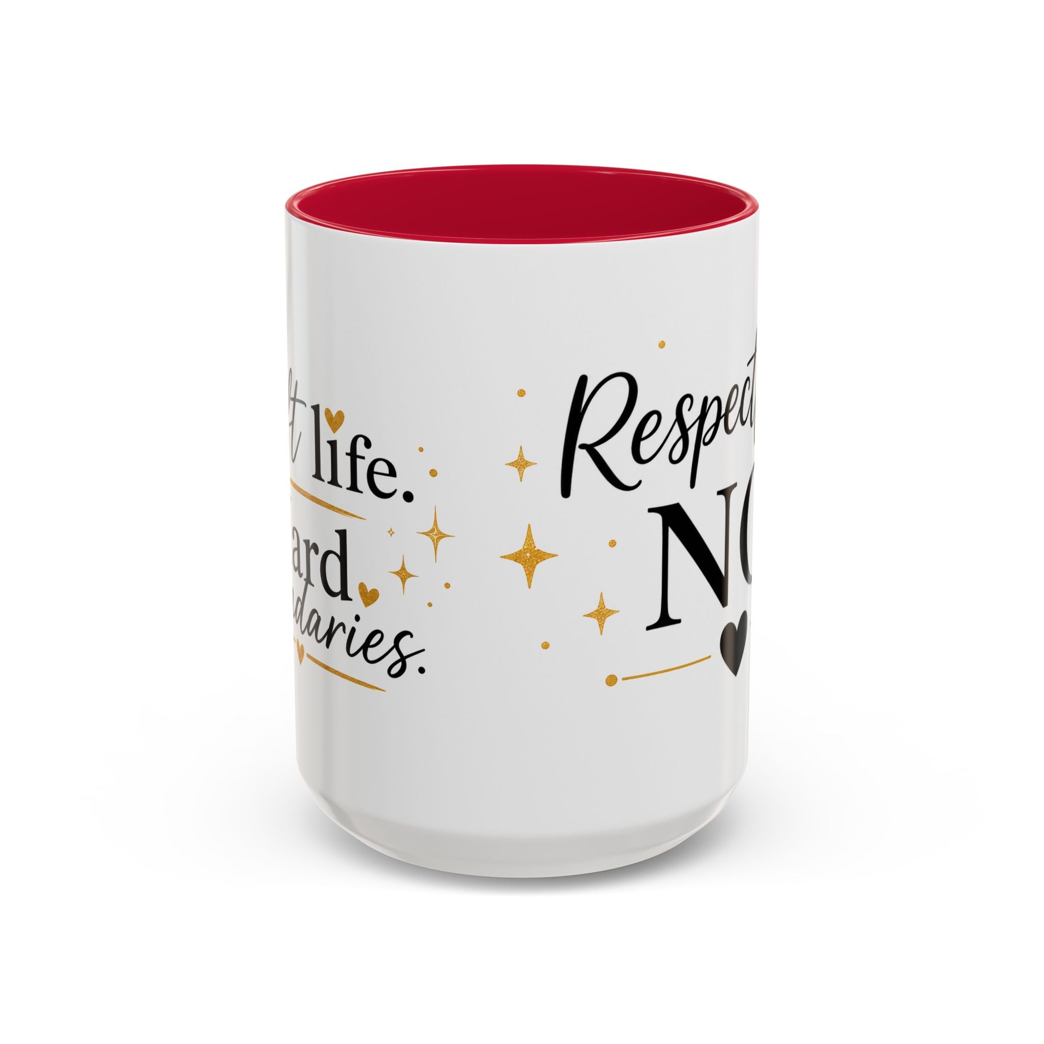 ❤️ Respectfully, NO.™ Accent Coffee Mug | Boundary Queen Collection | Red Interior Mug