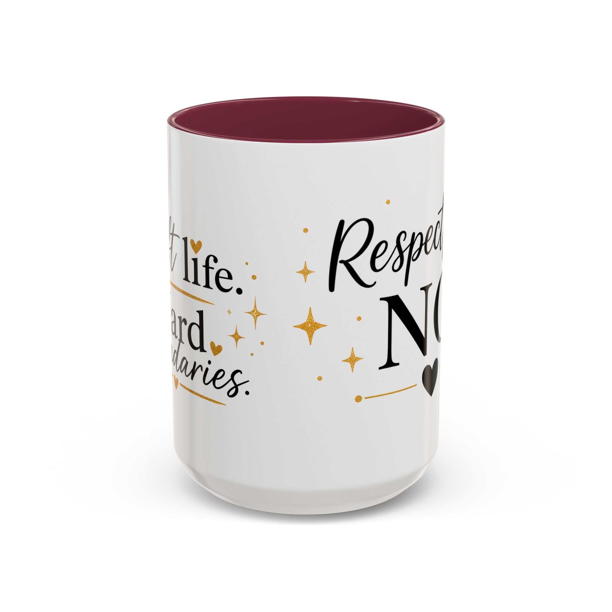 ❤️ Respectfully, NO.™ Accent Coffee Mug | Boundary Queen Collection | Red Interior Mug