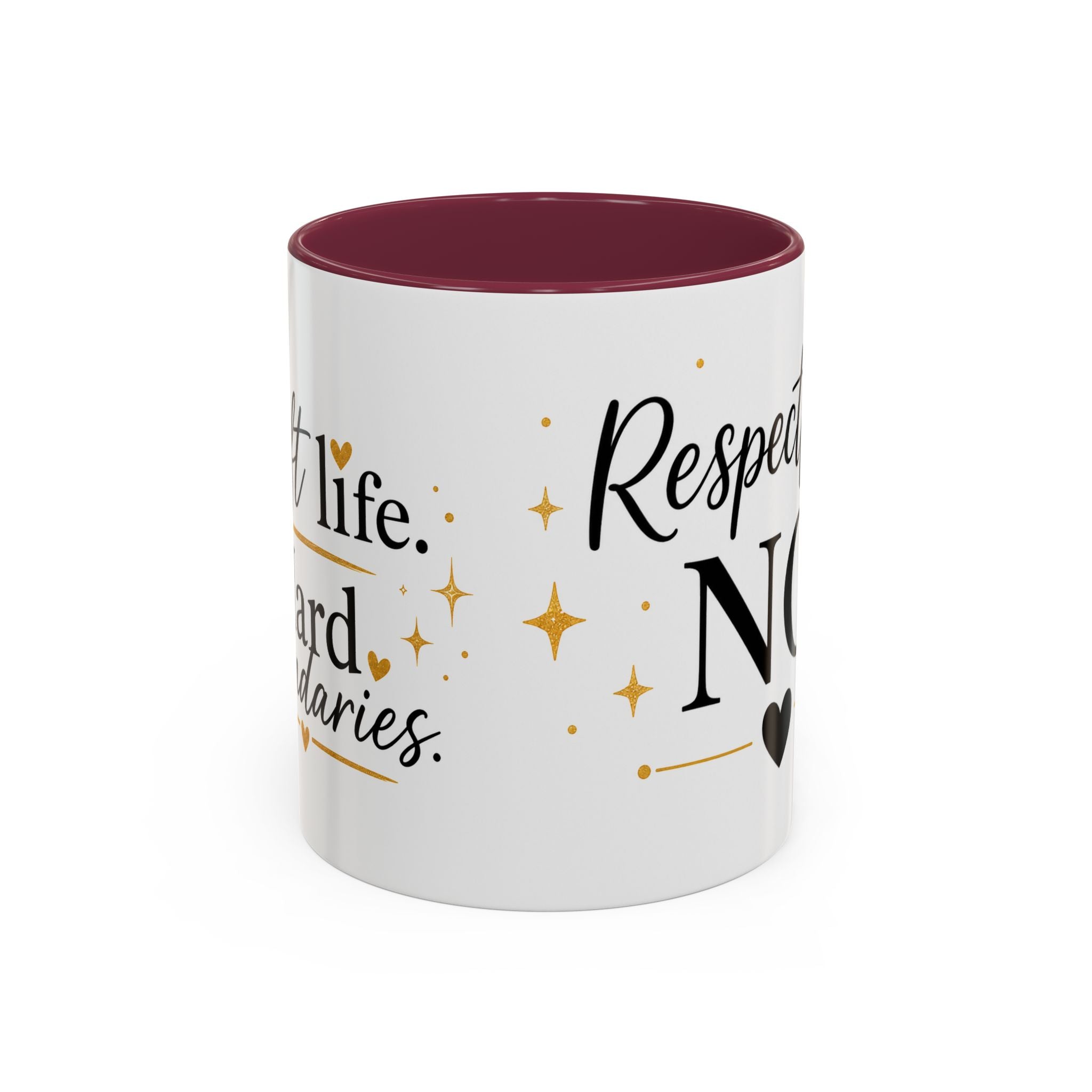 ❤️ Respectfully, NO.™ Accent Coffee Mug | Boundary Queen Collection | Red Interior Mug