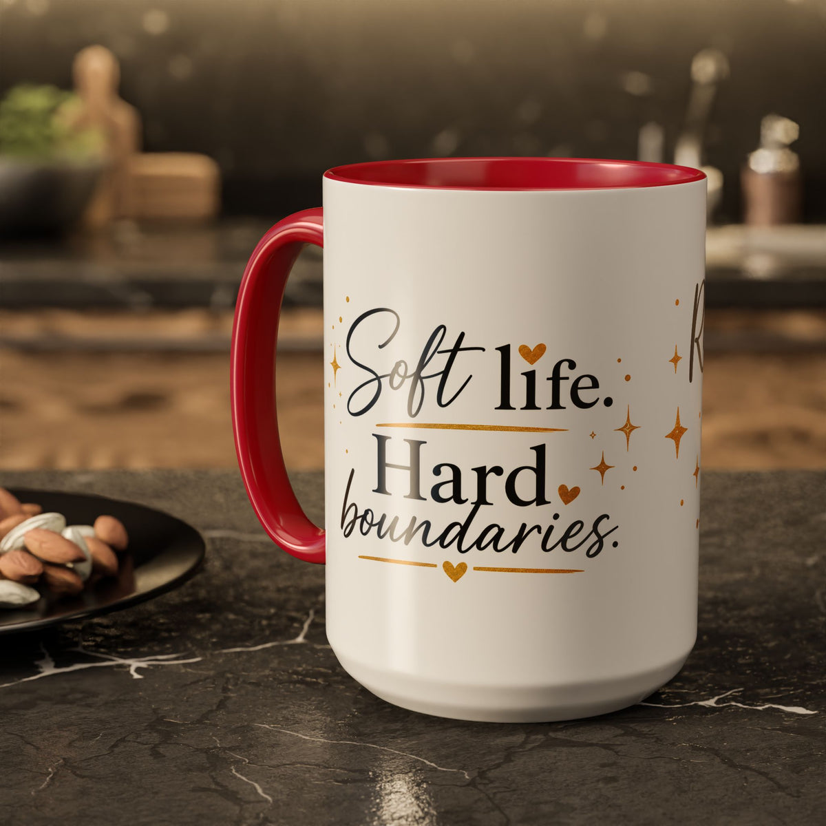 ❤️ Respectfully, NO.™ Accent Coffee Mug | Boundary Queen Collection | Red Interior Mug