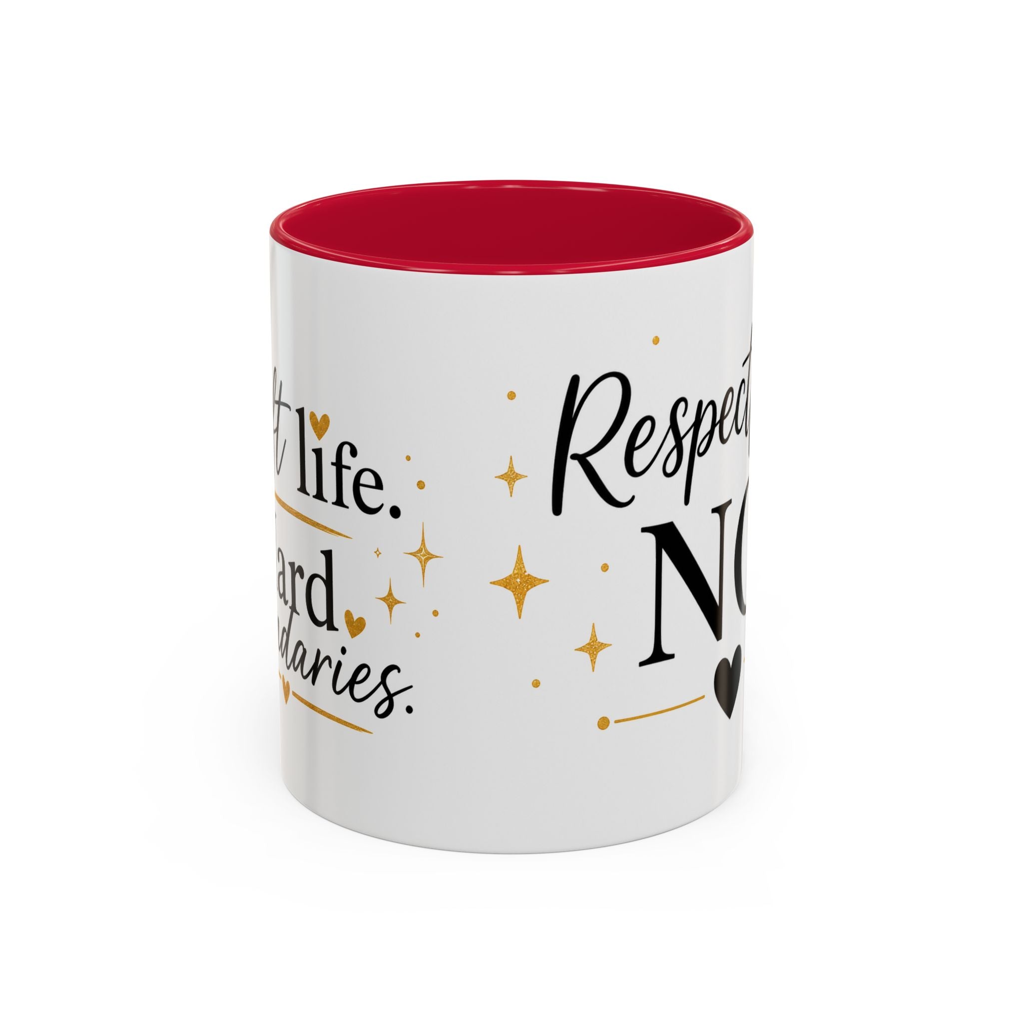 ❤️ Respectfully, NO.™ Accent Coffee Mug | Boundary Queen Collection | Red Interior Mug