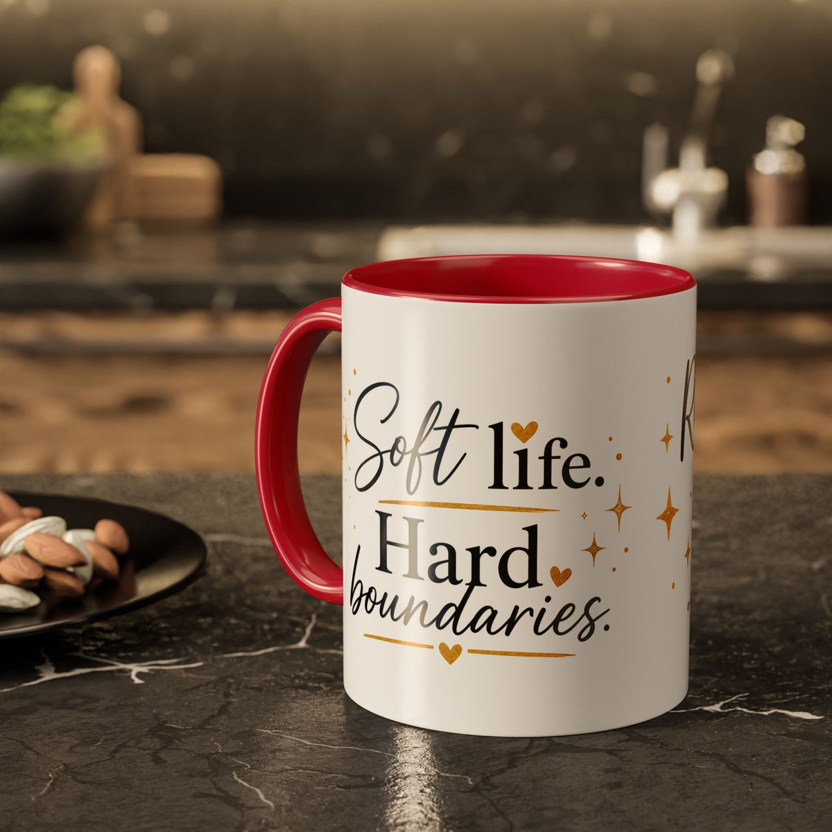 ❤️ Respectfully, NO.™ Accent Coffee Mug | Boundary Queen Collection | Red Interior Mug