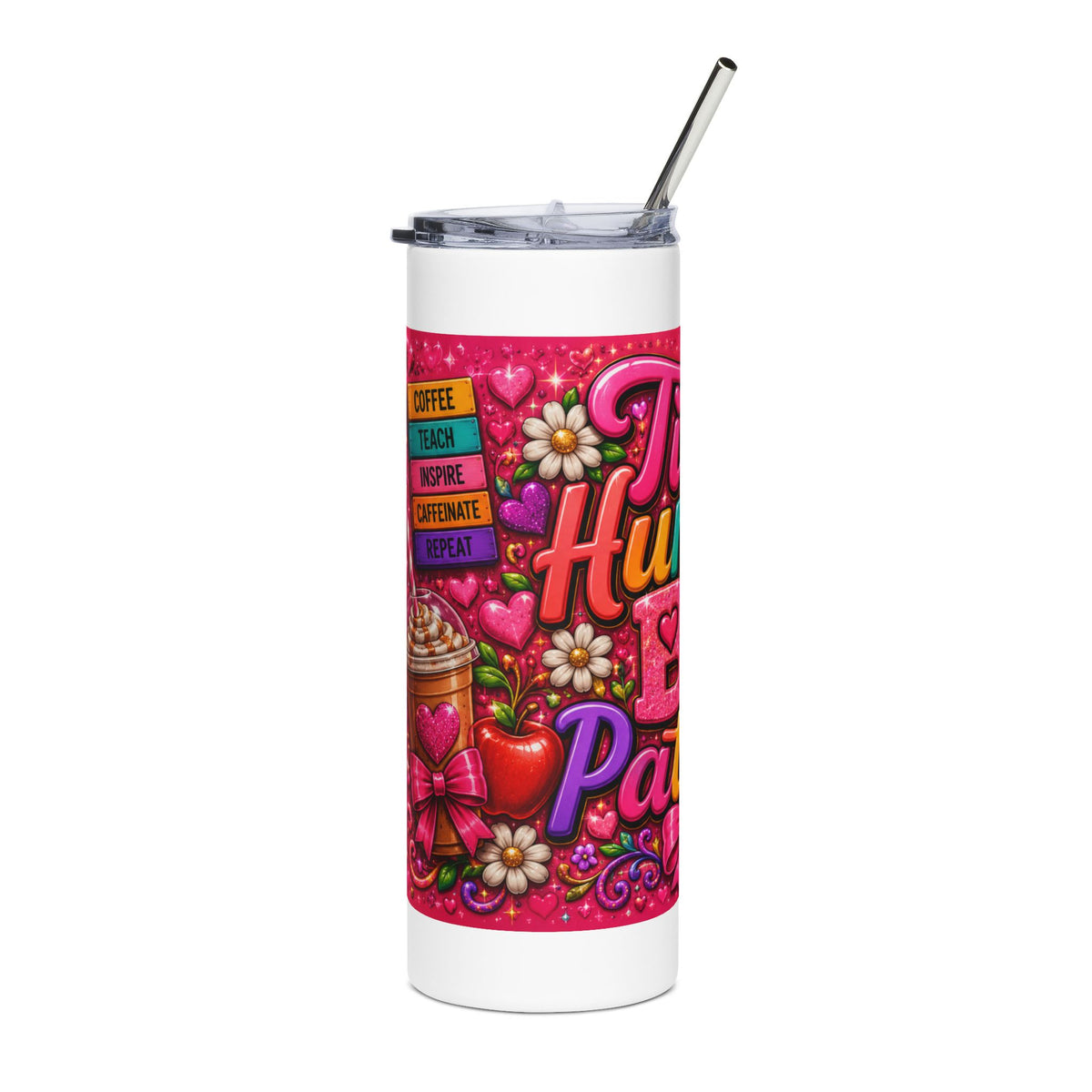 Tiny Human Big Patient 20oz Stainless Tumbler — Cute Colorful Travel Cup